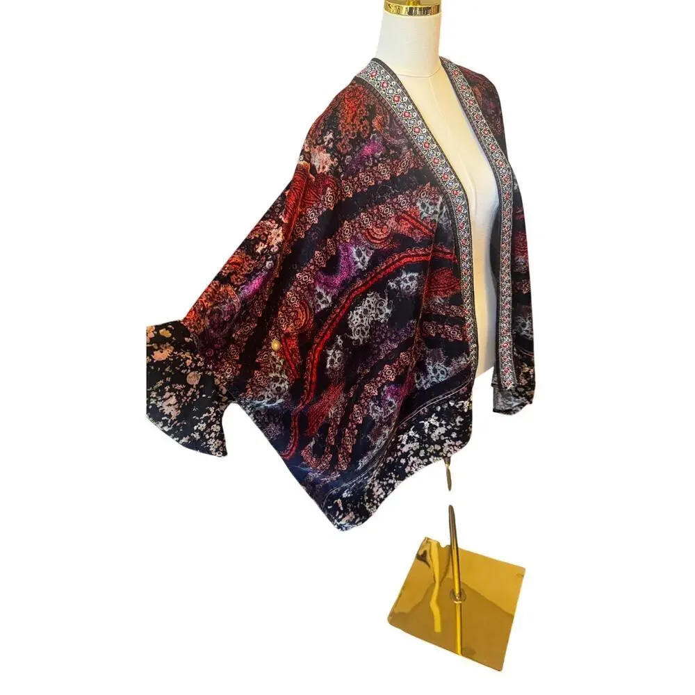 Soft Surroundings Nigella Velvet Ruana Kimono Shawl NWT One Size Boho Burnout